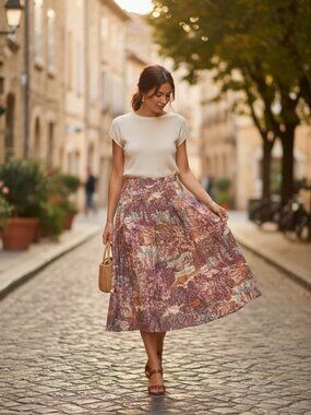 VTG Evan Picone Floral Midi Skirt Sz 12P #208K